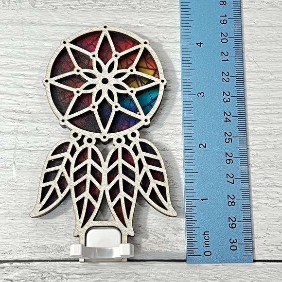 Rainbow Dreamcatcher Night Light Handmade Stained Glass Style LED Plug-in - Picture 6 of 8